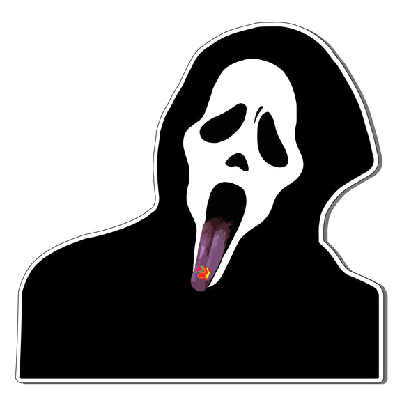Ghostface Scream Acid Tab On Tongue Psychedelic Scary Movie High Quality Vinyl Sticker