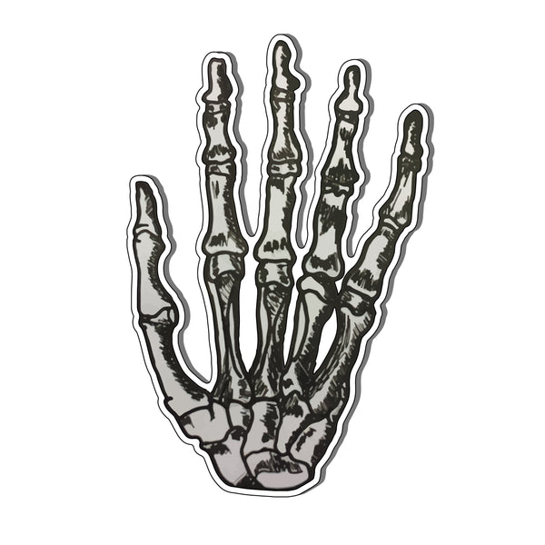 Skeleton Bone 5 Finger Hand Ink Corpse Goth Vinyl Sticker