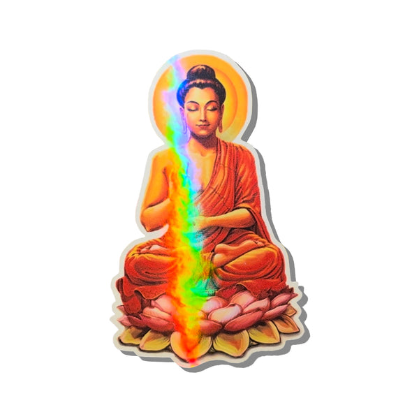Semi-Holographic Laminate | Buddha Meditation On Lotus | Vinyl Sticker