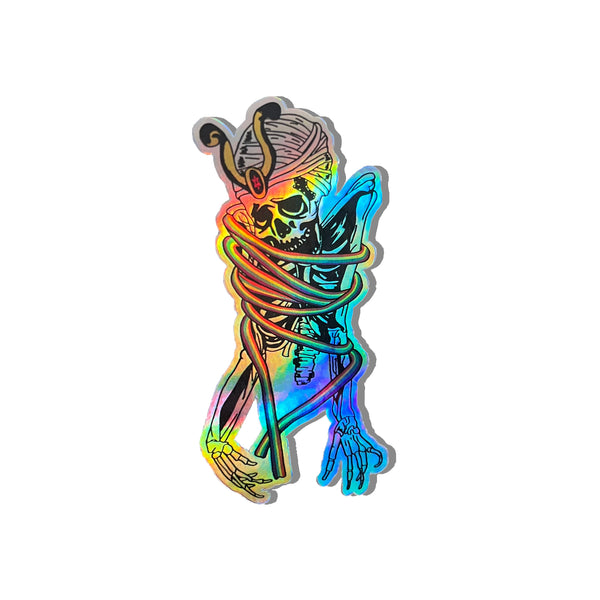 Holographic | Psychedelic Rainbow Skeleton | Vinyl Sticker